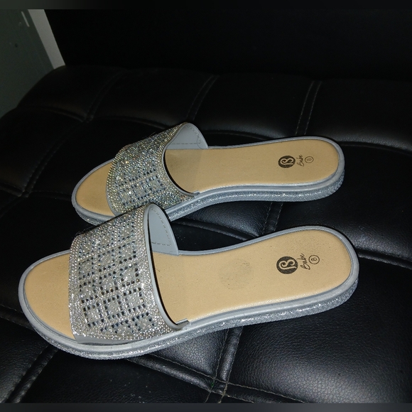 SHEIN Shoes - Womens Glitter Wrap Rhinestone Slip on Flip Flop Slide Sandals Size 8